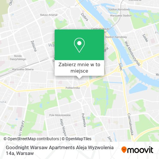 Mapa Goodnight Warsaw Apartments Aleja Wyzwolenia 14a