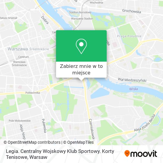 Mapa Legia. Centralny Wojskowy Klub Sportowy. Korty Tenisowe