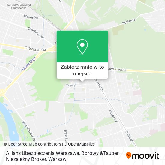 Mapa Allianz Ubezpieczenia Warszawa, Borowy &Tauber Niezależny Broker