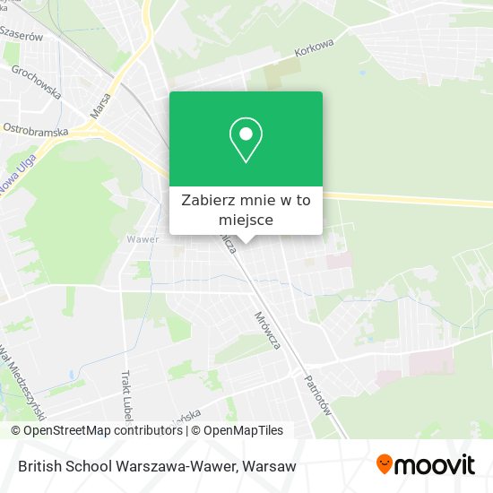 Mapa British School Warszawa-Wawer