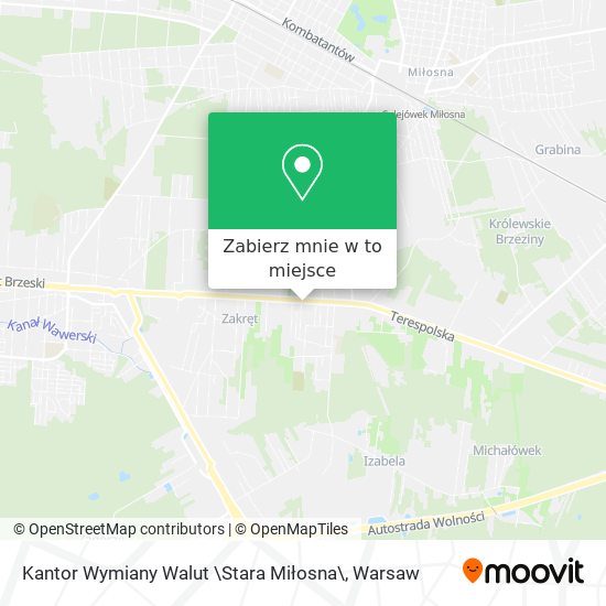 Mapa Kantor Wymiany Walut \Stara Miłosna\