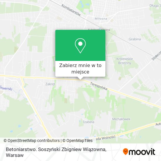 Mapa Betoniarstwo. Soszyński Zbigniew Wiązowna