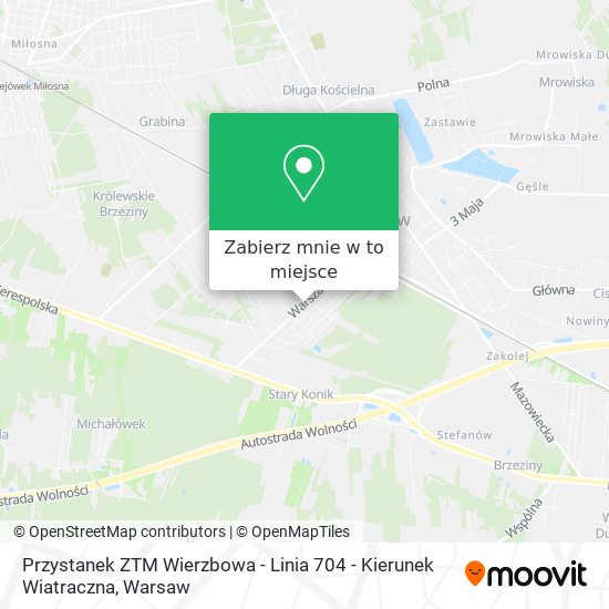 Mapa Przystanek ZTM Wierzbowa - Linia 704 - Kierunek Wiatraczna