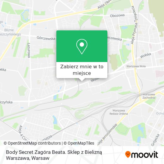 Mapa Body Secret Zagóra Beata. Sklep z Bielizną Warszawa