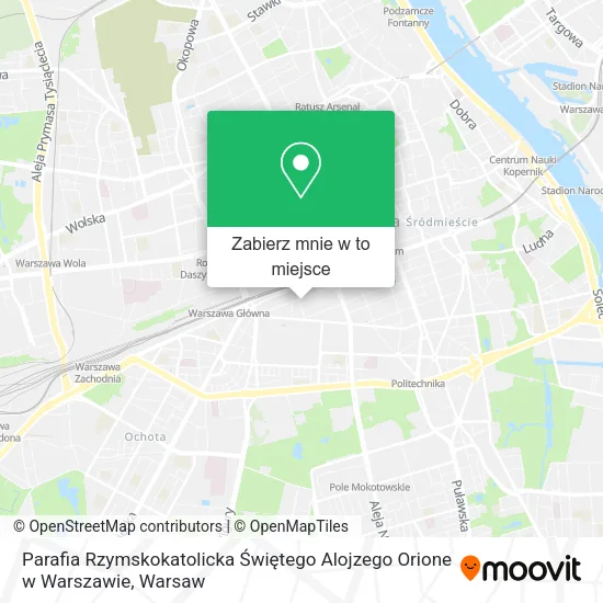 Mapa Parafia Rzymskokatolicka Świętego Alojzego Orione w Warszawie