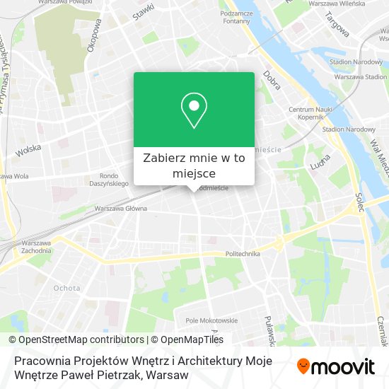 Mapa Pracownia Projektów Wnętrz i Architektury Moje Wnętrze Paweł Pietrzak