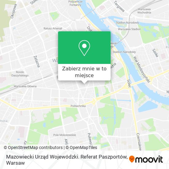 Mapa Mazowiecki Urząd Wojewódzki. Referat Paszportów