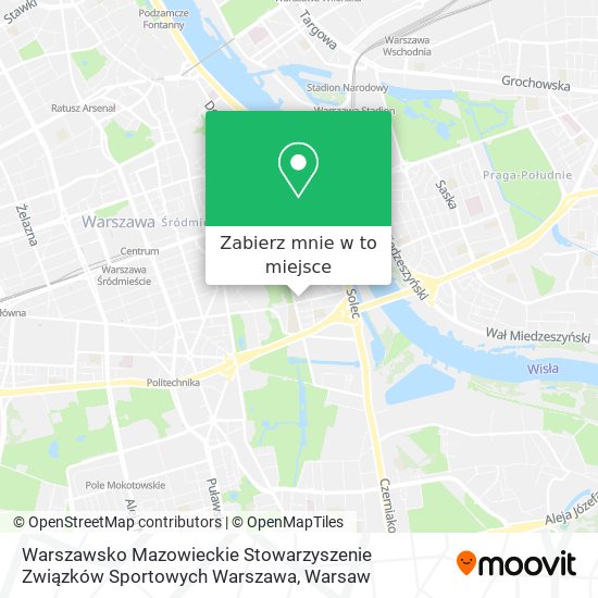 Mapa Warszawsko Mazowieckie Stowarzyszenie Związków Sportowych Warszawa