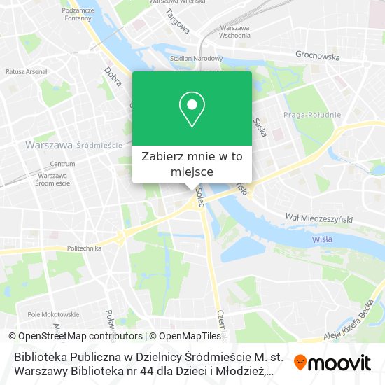 Mapa Biblioteka Publiczna w Dzielnicy Śródmieście M. st. Warszawy Biblioteka nr 44 dla Dzieci i Młodzież