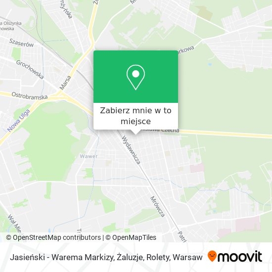 Mapa Jasieński - Warema Markizy, Żaluzje, Rolety