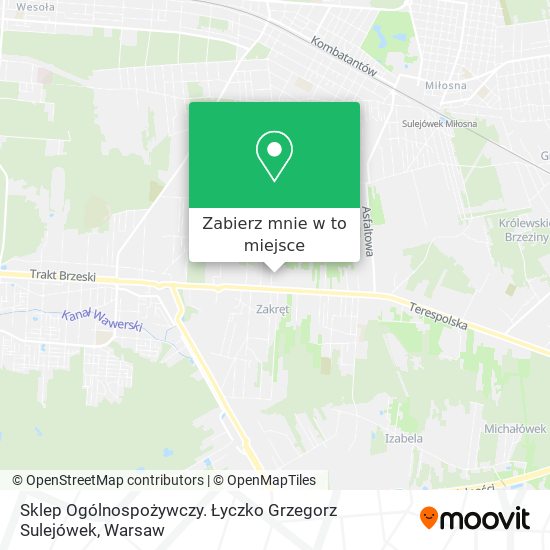 Mapa Sklep Ogólnospożywczy. Łyczko Grzegorz Sulejówek