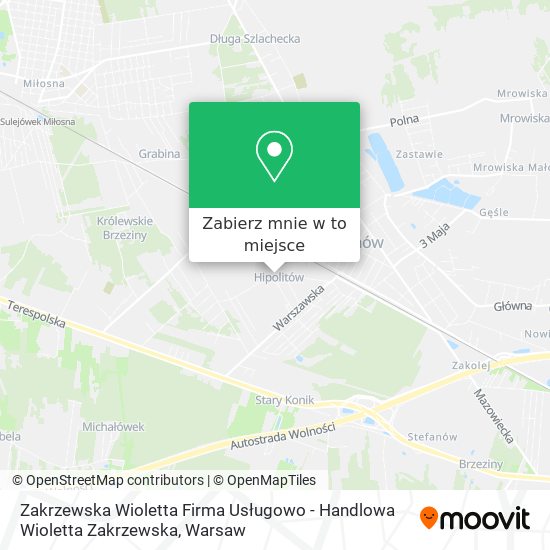 Mapa Zakrzewska Wioletta Firma Usługowo - Handlowa Wioletta Zakrzewska