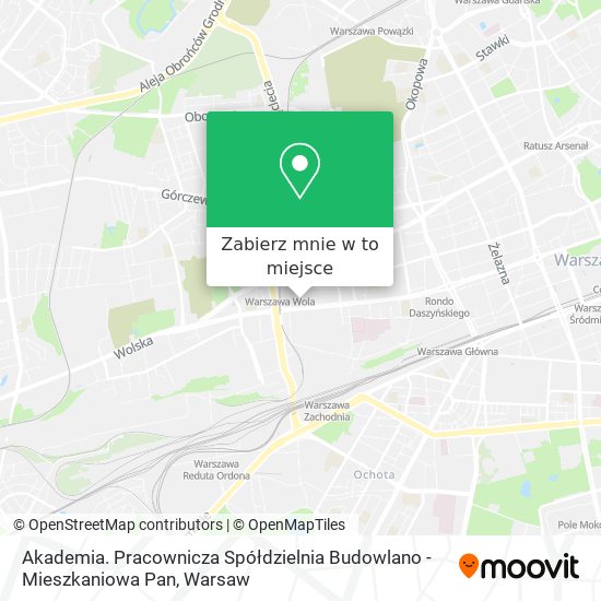 Mapa Akademia. Pracownicza Spółdzielnia Budowlano - Mieszkaniowa Pan