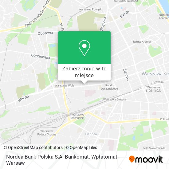 Mapa Nordea Bank Polska S.A. Bankomat. Wpłatomat