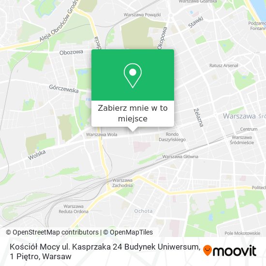 Mapa Kościół Mocy ul. Kasprzaka 24 Budynek Uniwersum, 1 Piętro