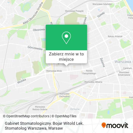 Mapa Gabinet Stomatologiczny. Bojar Witold Lek. Stomatolog Warszawa