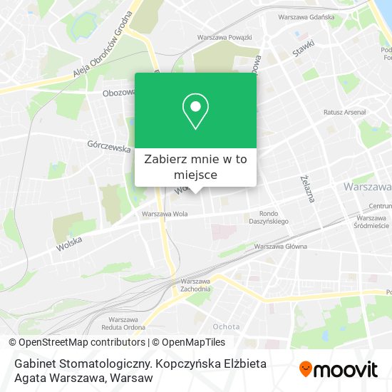 Mapa Gabinet Stomatologiczny. Kopczyńska Elżbieta Agata Warszawa