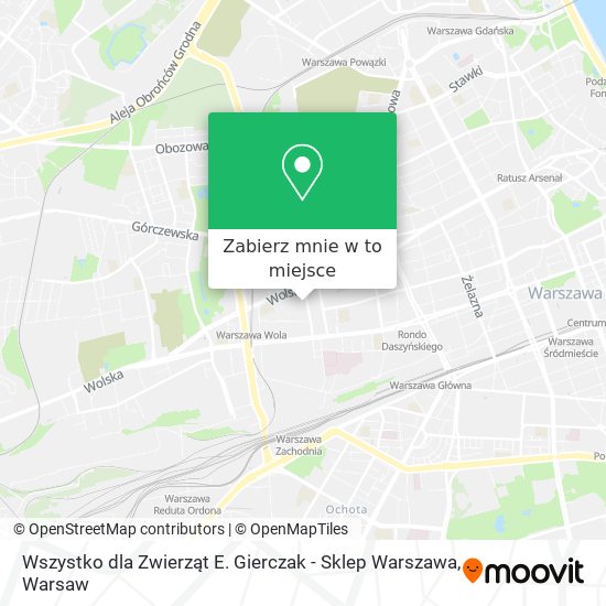 Mapa Wszystko dla Zwierząt E. Gierczak - Sklep Warszawa