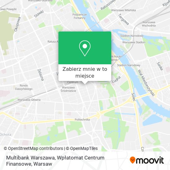 Mapa Multibank Warszawa, Wpłatomat Centrum Finansowe