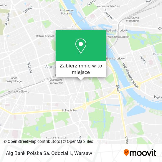 Mapa Aig Bank Polska Sa. Oddział I.