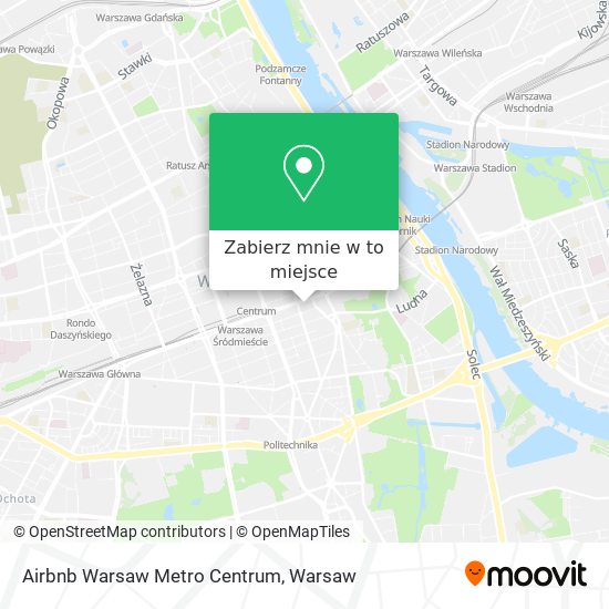 Mapa Airbnb Warsaw Metro Centrum