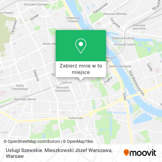 Mapa Usługi Szewskie. Mieszkowski Józef Warszawa