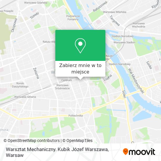 Mapa Warsztat Mechaniczny. Kubik Józef Warszawa