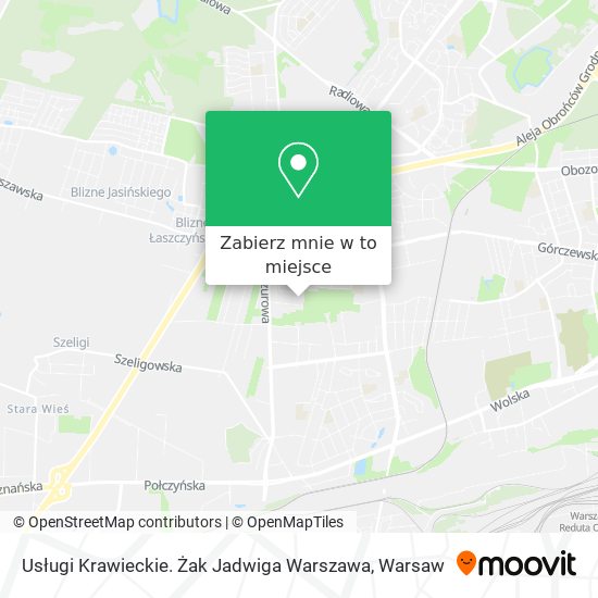 Mapa Usługi Krawieckie. Żak Jadwiga Warszawa