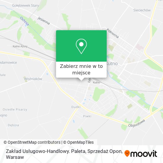 Mapa Zakład Usługowo-Handlowy. Paleta, Sprzedaż Opon