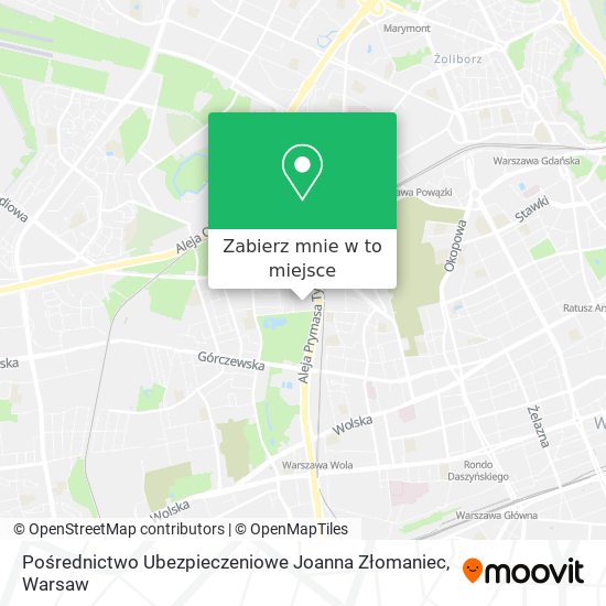 Mapa Pośrednictwo Ubezpieczeniowe Joanna Złomaniec