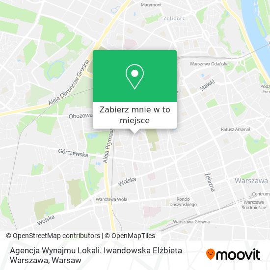 Mapa Agencja Wynajmu Lokali. Iwandowska Elżbieta Warszawa