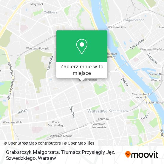 Mapa Grabarczyk Małgorzata. Tłumacz Przysięgły Jęz. Szwedzkiego