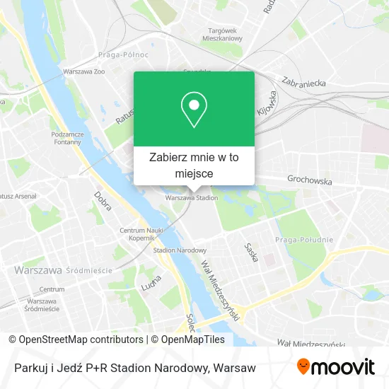Mapa Parkuj i Jedź P+R Stadion Narodowy