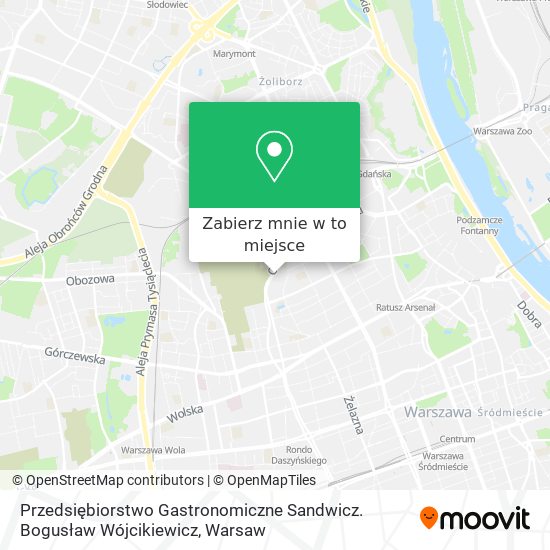 Mapa Przedsiębiorstwo Gastronomiczne Sandwicz. Bogusław Wójcikiewicz