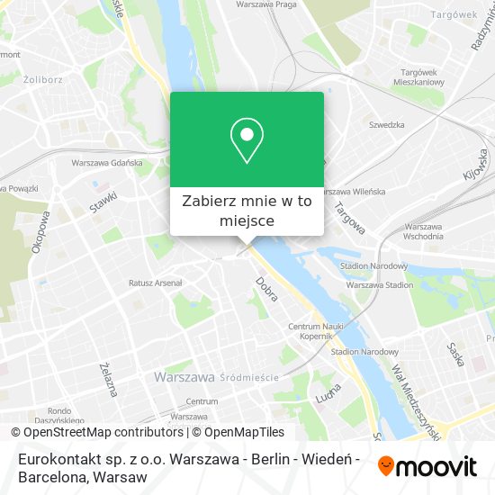 Mapa Eurokontakt sp. z o.o. Warszawa - Berlin - Wiedeń - Barcelona