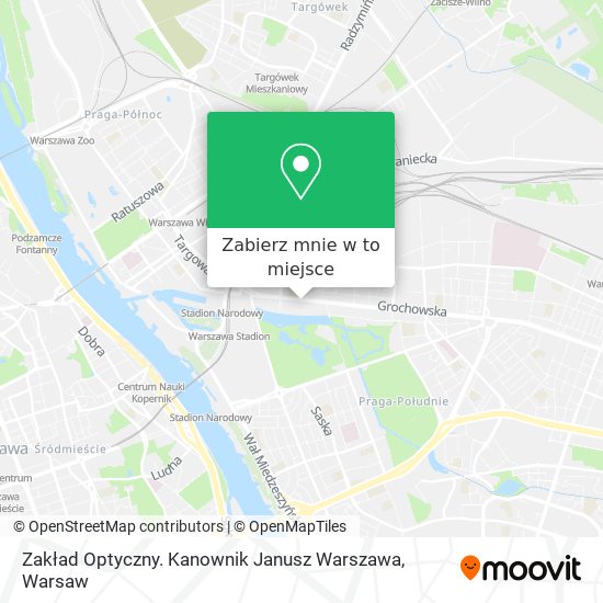 Mapa Zakład Optyczny. Kanownik Janusz Warszawa