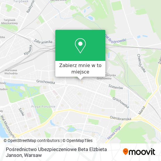 Mapa Pośrednictwo Ubezpieczeniowe Beta Elżbieta Janson