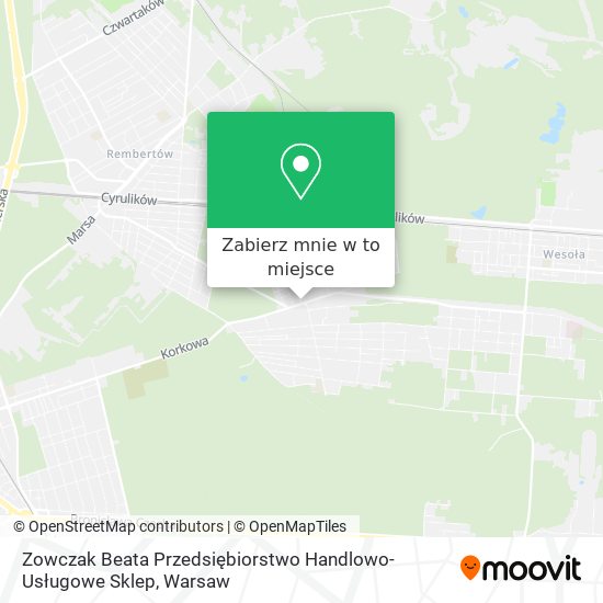 Mapa Zowczak Beata Przedsiębiorstwo Handlowo-Usługowe Sklep