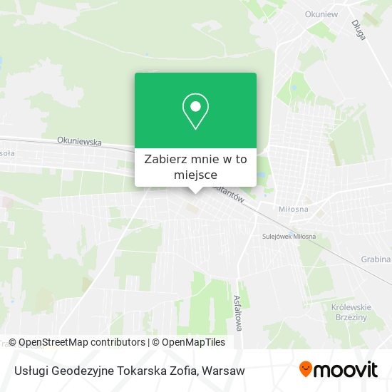 Mapa Usługi Geodezyjne Tokarska Zofia