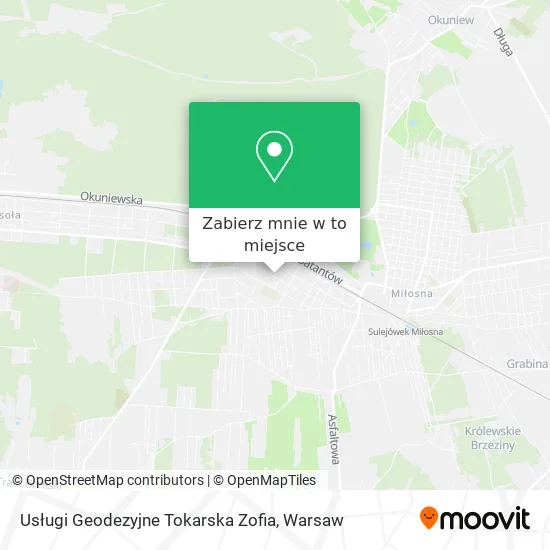 Mapa Usługi Geodezyjne Tokarska Zofia