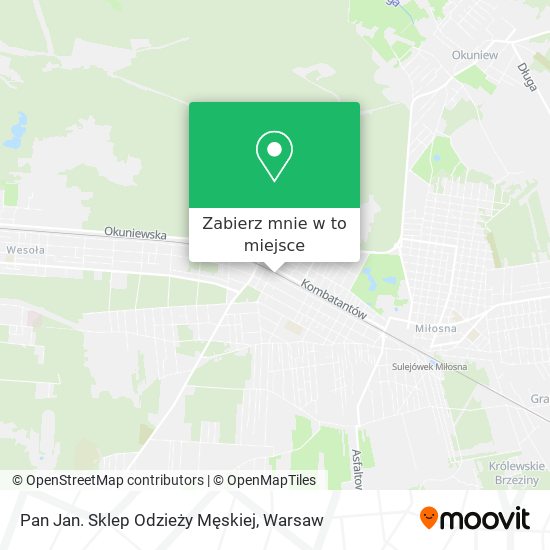 Mapa Pan Jan. Sklep Odzieży Męskiej