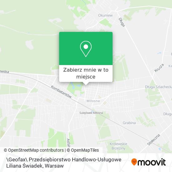 Mapa \Geofax\ Przedsiębiorstwo Handlowo-Usługowe Liliana Świadek