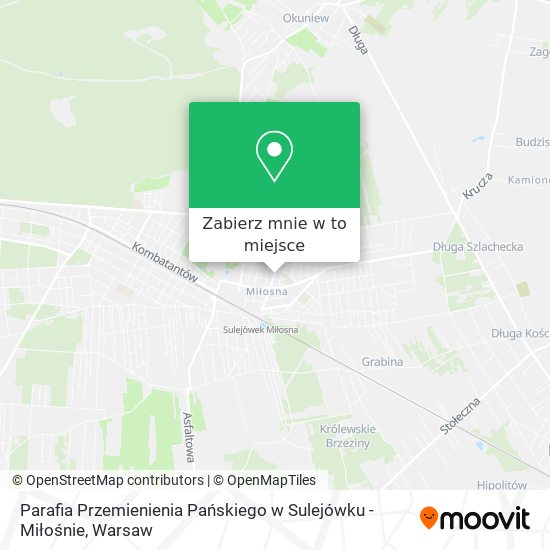 Mapa Parafia Przemienienia Pańskiego w Sulejówku - Miłośnie