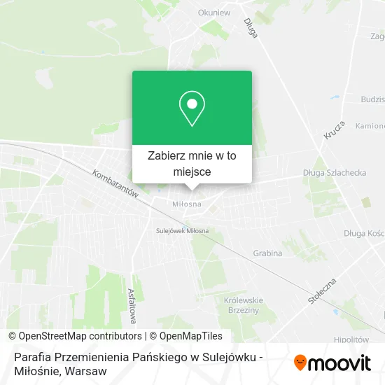 Mapa Parafia Przemienienia Pańskiego w Sulejówku - Miłośnie