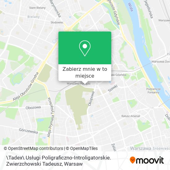 Mapa \Tadex\ Usługi Poligraficzno-Introligatorskie. Zwierzchowski Tadeusz