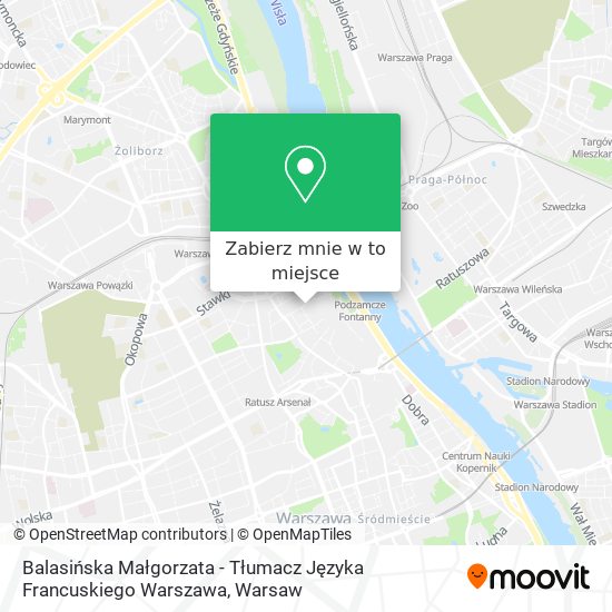 Mapa Balasińska Małgorzata - Tłumacz Języka Francuskiego Warszawa