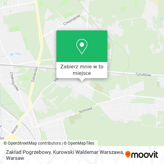 Mapa Zakład Pogrzebowy. Kurowski Waldemar Warszawa