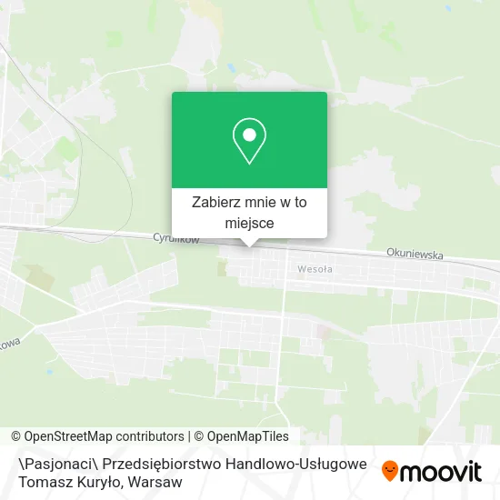 Mapa \Pasjonaci\ Przedsiębiorstwo Handlowo-Usługowe Tomasz Kuryło