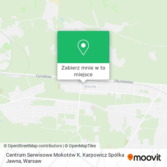 Mapa Centrum Serwisowe Mokotów K. Karpowicz Spółka Jawna