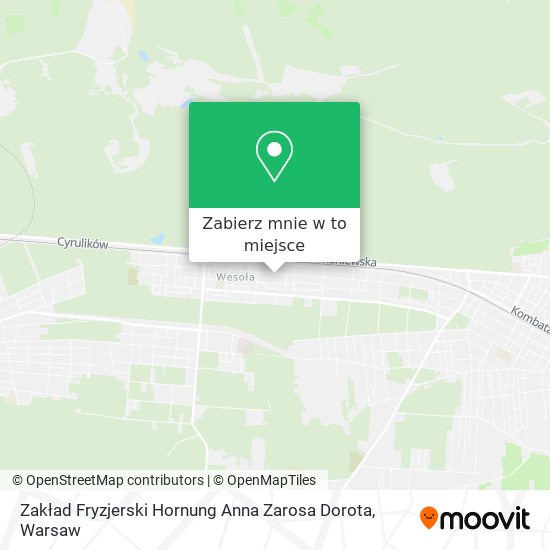 Mapa Zakład Fryzjerski Hornung Anna Zarosa Dorota